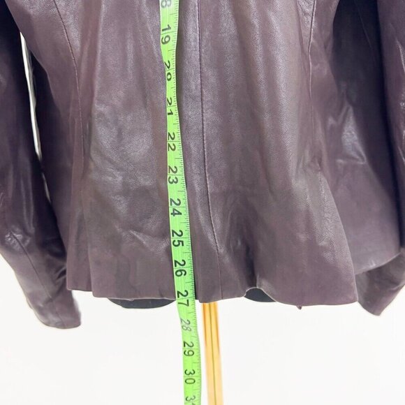 VINTAGE STYLE THEORY CALFSKIN LEATHER BLAZER PURPLE PLUM COLOR JACKET - Picture 2 of 10